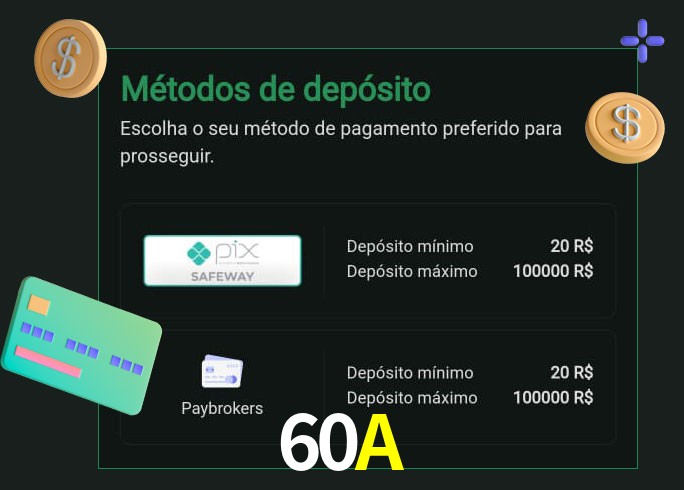 O cassino 60A oferece uma grande variedade de métodos de pagamento